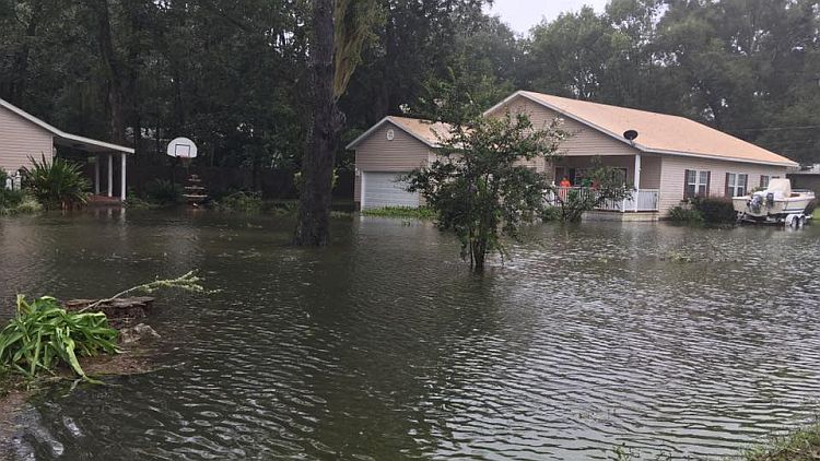 A downtown Alachua neighborhood were devotees live flooded severely