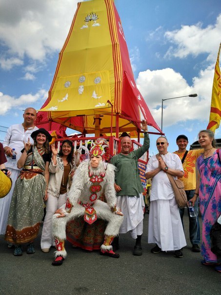 Jason La Shard (far left) at Rathayatra during the Northern UK tour