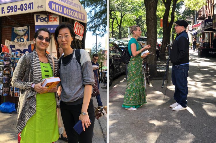 Distributing books during the New York MSF