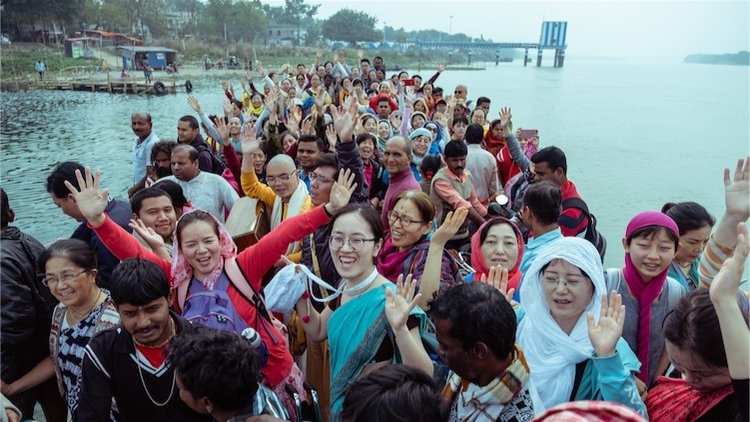 Hare Krishna devotees enjoying Mayapur dham