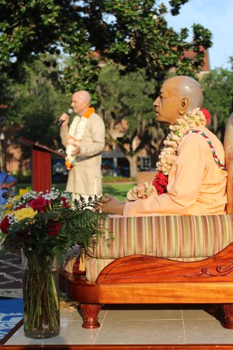 Srila Prabhupada looks out on the Plaza