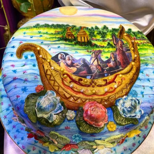 Radha Krishna's boat cake