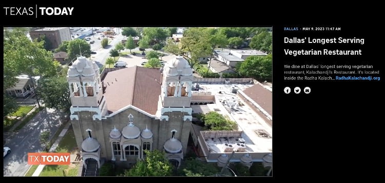 ISKCON Dallas Temple Restaurant Featured on Texas Today | ISKCON News