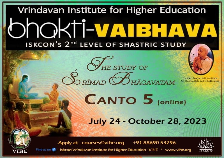 Online Bhakti-Vaibhava Course for Canto Five Begins July twenty fourth